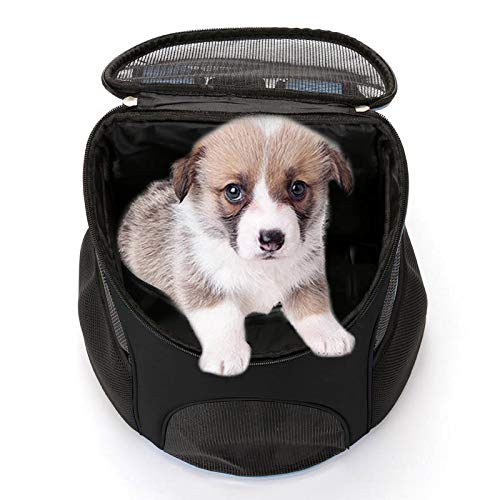 Dog Carrier Backpack Breathable for Small Pets/Cats/Puppies, Pet Carrier Bag with Mesh Ventilation, Safety Features and Cushion Back Support, for Traveling, Hiking, Camping, Walking & Outdoor, Black