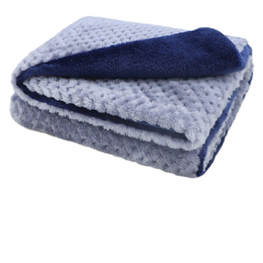 furrybaby Dog Blankets for Small Dogs & Cats for Couch, Reversible Flannel Blankets for Pets 24x32 Inch,Cat Blankets for Indoor Cats Washable (Blue)