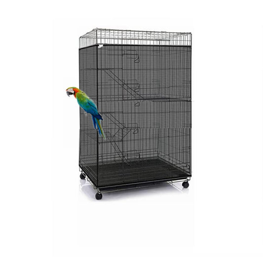 Adjustable Birdcage Seed Catcher Feather Catcher Bird Cage Cover Net Airy Soft Skirt Guard Birdcage Nylon Mesh Netting for Parrot Macaw Parakeet Round Square Cage (118 x 32 Inch, Black)