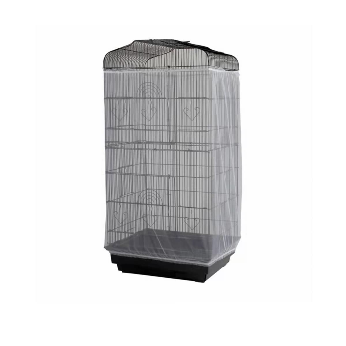 Adjustable Birdcage Seed Catcher Feather Catcher Bird Cage Cover Net Airy Soft Skirt Guard Birdcage Nylon Mesh Netting for Parrot Macaw Parakeet Round Square Cage (118 x 32 Inch, White)