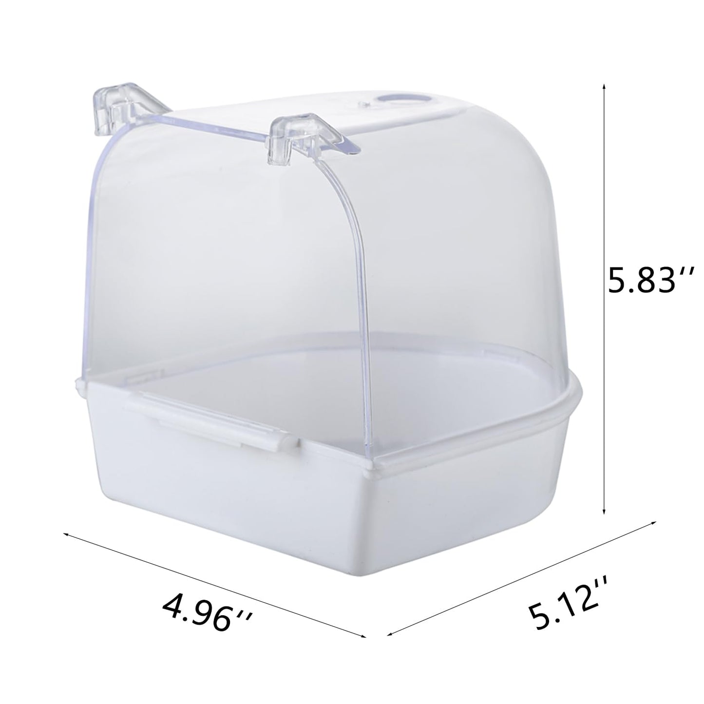 IBWell Clear Bird Bath for Small Birds Parakeet Cage Accessories - Suitable for Cockatiels and Parakeets