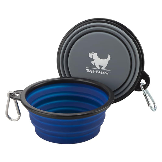 Collapsible Dog Bowls for Travel, 2-Pack Dog Portable Water Bowl for Dogs Cats Pet Foldable Feeding Watering Dish for Traveling Camping Walking with 2 Carabiners, BPA Free