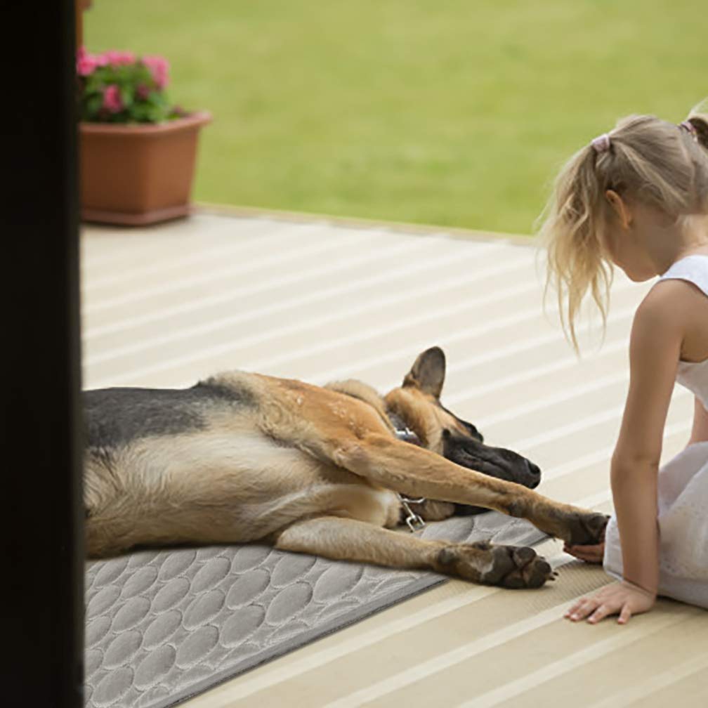 MeiLiMiYu Washable Dog Cooling Mat Ice Silk Pet Self Cooling Pad Blanket for Indoor & Outdoor Car Seats (Grey, 28x22 in)
