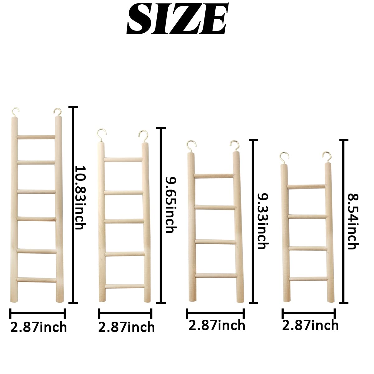 GXXMEI 4PCS Bird Toys - Wooden Ladder Climbing Toys for Parakeets, Parrots, Cockatoo & Lovebirds