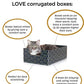Purrfect Cat Box Modern Cat Box Lounger with Peek-a-Boo Cutout | Premium Corrugated Cardboard Cat Bed for Sleeping and Relaxation | Interactive Board Box for Indoor Kittens and Small Pets, Blue