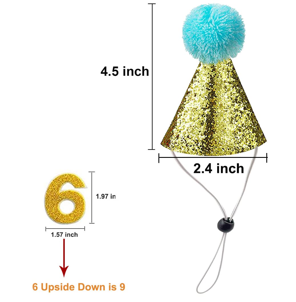 Arogheiz 3/4/5Pcs Small Cats Dogs Birthday Hats Set，Kitten Puppies Party Decoration Hats Grooming Accessories (4 Pcs Dot Print)