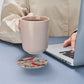 6 Pcs Leather Coasters for Drinks with Holder Red Birds Flowers Coaster Sets Drink Table Cup Coasters for Kitchen Coffee Decor