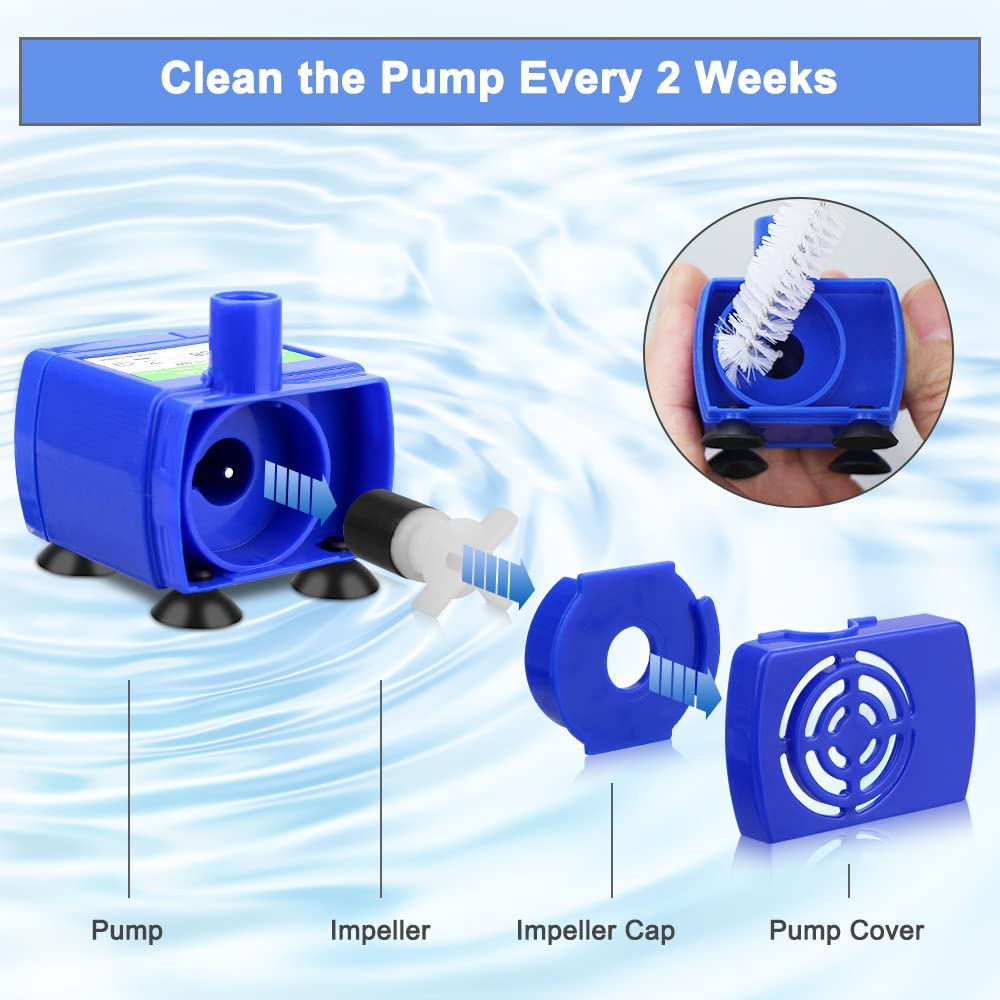 Comsmart Pet Water Fountain Pump, Upgraded Auto Power Off Cat Fountain Pump Replacement, Cat Fountain Water Bowl Inside Replacement Motor DR-DC160 for Pet Drinking Fountain Cat Dog Water Dispenser