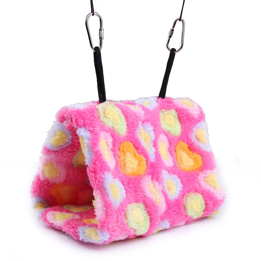 Vktech® Plush Snuggle Bird Hammock Hanging Snuggle Cave Happy Hut Bird Parrot Hideaway Size M (23.5 * 22cm) (Pink)
