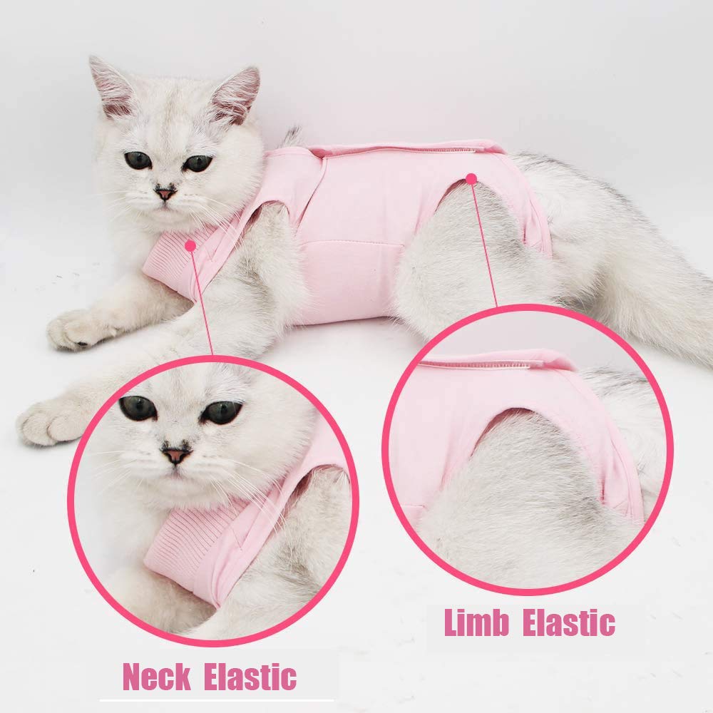 Cat Professional Recovery Suit for Abdominal Wounds and Skin Diseases, E-Collar Alternative for Cats and Dogs, After Surgey Wear Anti Licking, Recommended by Vets（Pink,L