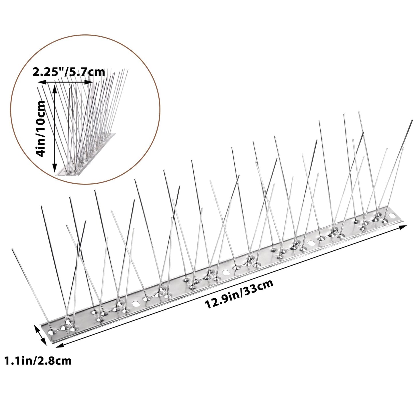 Bynccea Bird Spikes Stainless Steel Durable Bird for Small Birds, Poop-Disassembled Anti Bird Spikes Smooth Polishing Harmless Deterrent Nest Prevention Bird Off Spike