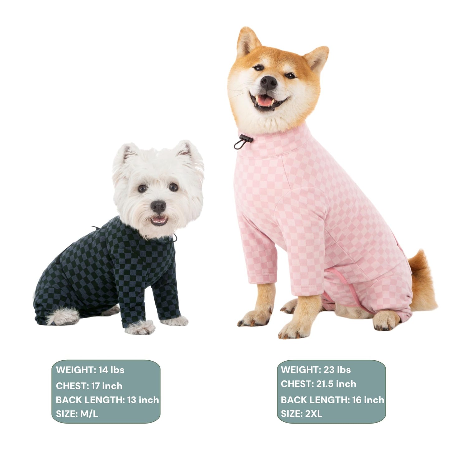 Dog Fleece Onesie for Cold Winter, Stretchy Dog Winter Bodysuit Adjustable Puppies Jumpsuit Doggie Pajamas Pet Clothes, Pink, 2X-Large