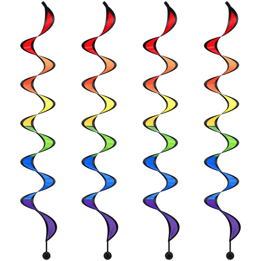 Gejoy 4 Pieces Rainbow Wind Spinner Outdoor Hanging Wind Socks Colorful Windsock Streamers for Outside Yard and Garden, Decor Windmill to Scare Birds Away(27 Inch)