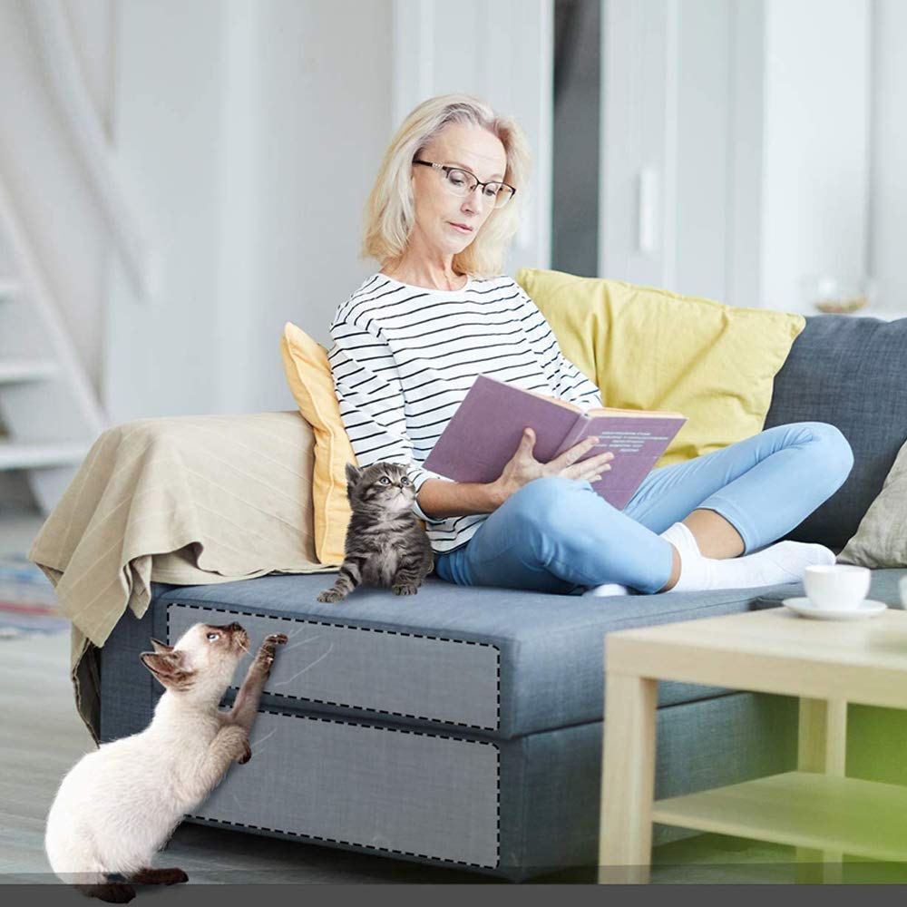 Cat Scratcher for Indoor Cats - 12x17 Inches, 8 PCS Furniture Protector, Wide Double Side Anti-Scratch Deterrent Tape, Pet Scratch Pad for Pretector Couch, Door, Wall, Carpet