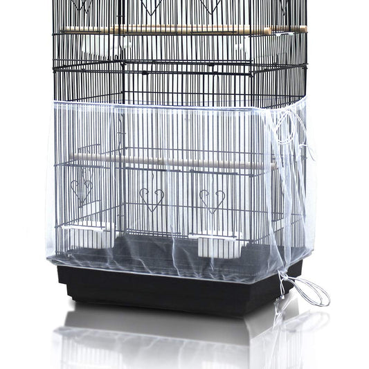 ASOCEA Bird Cage Seed Cather,Universal Adjustable Birdcage Cover Skirt Nylon Mesh Netting Parrot Parakeet Macaw African Round Square Cages Cover