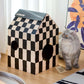 Conlun Cardboard Cat House with Scratch Pad & Catnip, Cat Play Scratching House for Indoor Hideaway Furniture, Heavy Duty Sturdy Cardboard Scratcher, Easy to Assemble Birthday Gift
