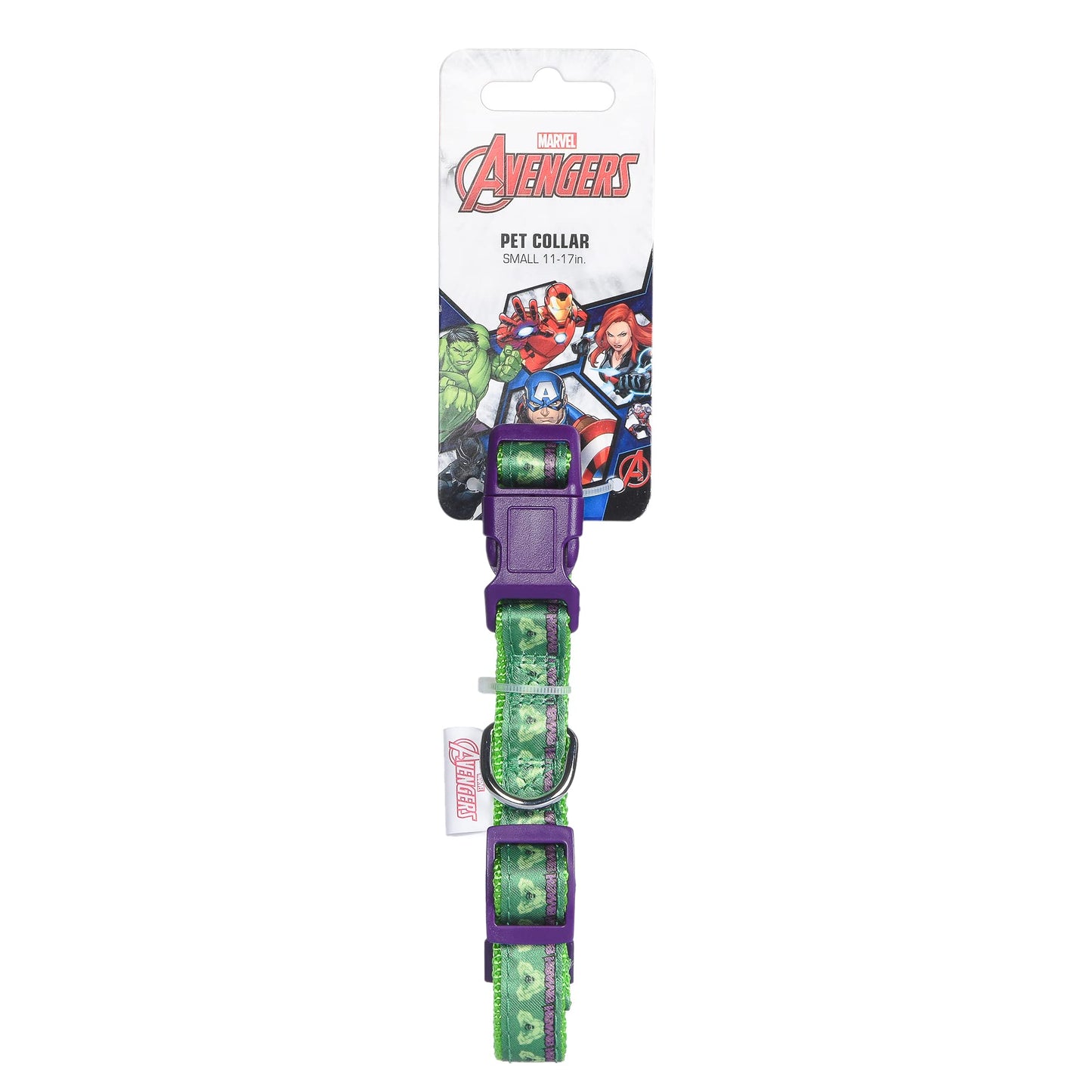 Marvel Comics The Hulk Dog Collar, Small Green & Purple | Officially Licensed Marvel The Incredible Hulk Dog Collar | Small Dog Collar for Small Dogs with D-Ring, Cute Dog Apparel & Accessories