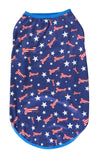 Bone American Star 4th of July Navy Blue Stripe Dog T-Shirts Summer Lightweight Pet Clothes X-Large 17.6" Back Length