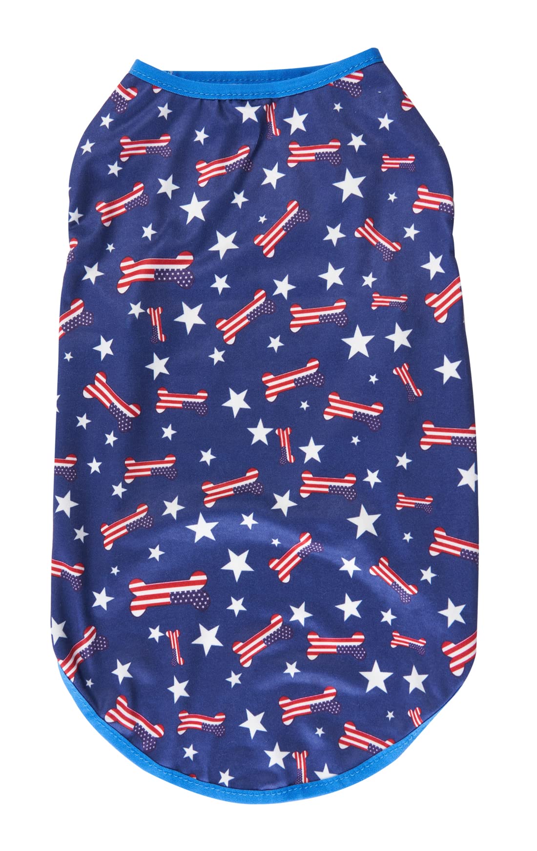 Bone American Star 4th of July Navy Blue Stripe Dog T-Shirts Summer Lightweight Pet Clothes X-Large 17.6" Back Length