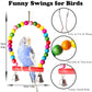 ESRISE 8 Pcs Parakeet Cockatiel Bird Toys, Parrots Cage Accessories Swing Wooden Perch Chewing Toy for Budgerigar, Conures, Love Birds, Finches, Budgies
