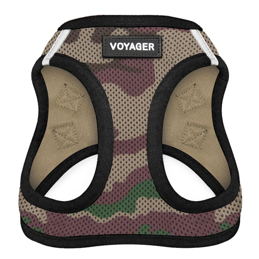 Voyager Step-in Air Dog Harness - All Weather Mesh, Reflective, No Pull Harness for Small, Medium Dogs, Cats - Secure with Hook & Loop Fastener, Buckle, Double D-Rings - Army/Black Trim, S