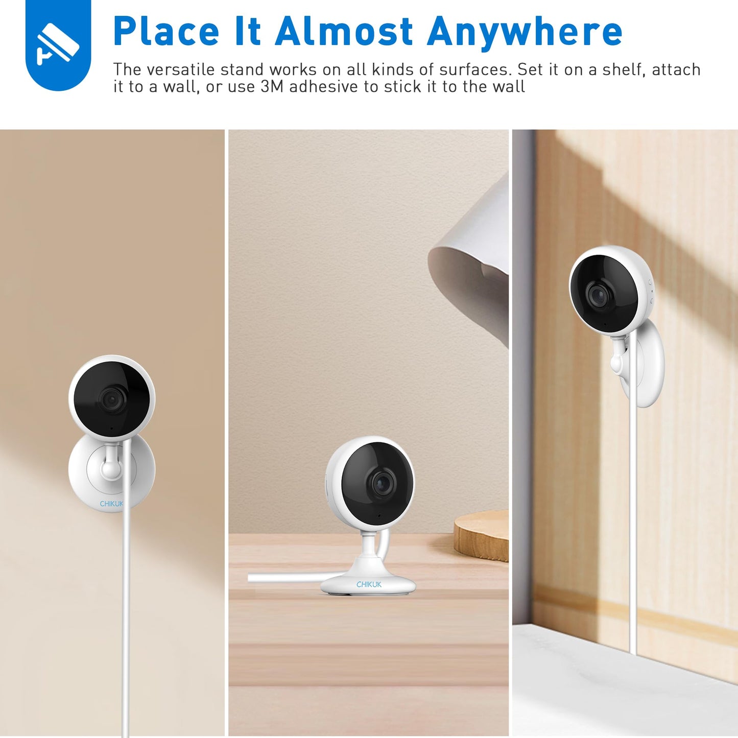 CHIKUK WiFi Security Camera 2K, Indoor Home Cameras for Dog/Pet/Elder/Baby Monitor, Upgraded Smart Siren with Phone App, Advanced Night Vision, SD/Cloud Storage, Alexa Compatible