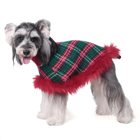 UNIPUP Dog Sweater Cloak, Pearl Cotton Bouclé Yarn Puppy Sweater, Cold Weather Coat Knitwear for Small Dogs, Classic Turtleneck Thick Dog Clothes with Thick Fluff DS-DP01L