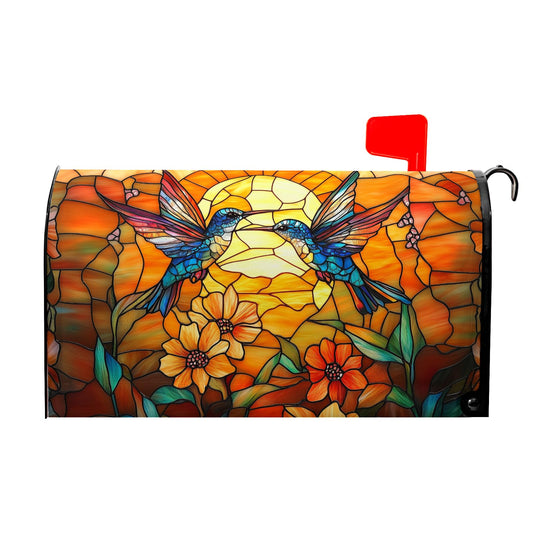 VentuCoven Artistic Birds Mailbox Covers Fall Autumn Mail Box Wraps Magnetic Standard Size 21x18 inch Vintage Floral Sun Mailbox Cover for Garden Outdoor Yard Decor