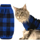 Blue Black Plaid Holiday Festive Turtleneck Pet Sweater for Small Dogs, Cat Warm Coat Apparel, Winter Knitwear Pet Clothes for Cold Weather Small (S) 12" Back Length