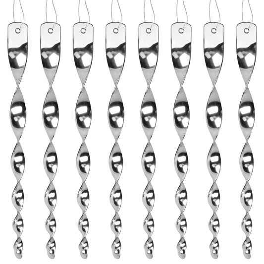 8 Pack Bird Reflective Rods for Outdoors, Woodpecker Deterrent Devices for House, Spiral Garden Bird Scare Reflectors, Hanging Mirror Twists for Yard, Patio, Garden, Farm, Decoration