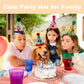 Arogheiz 3/4/5Pcs Small Cats Dogs Birthday Hats Set，Kitten Puppies Party Decoration Hats Grooming Accessories (4 Pcs Dot Print)