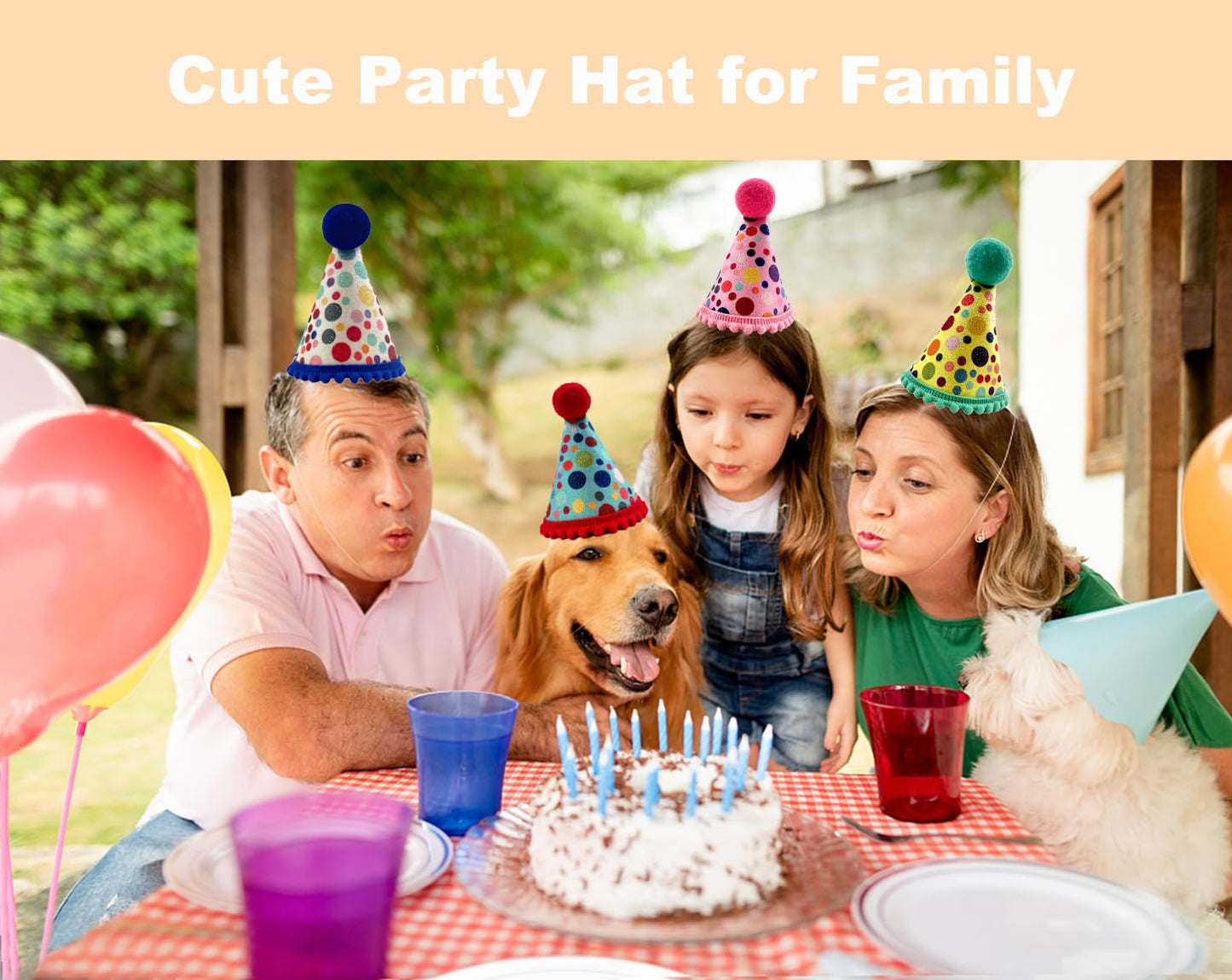 Arogheiz 3/4/5Pcs Small Cats Dogs Birthday Hats Set，Kitten Puppies Party Decoration Hats Grooming Accessories (4 Pcs Dot Print)