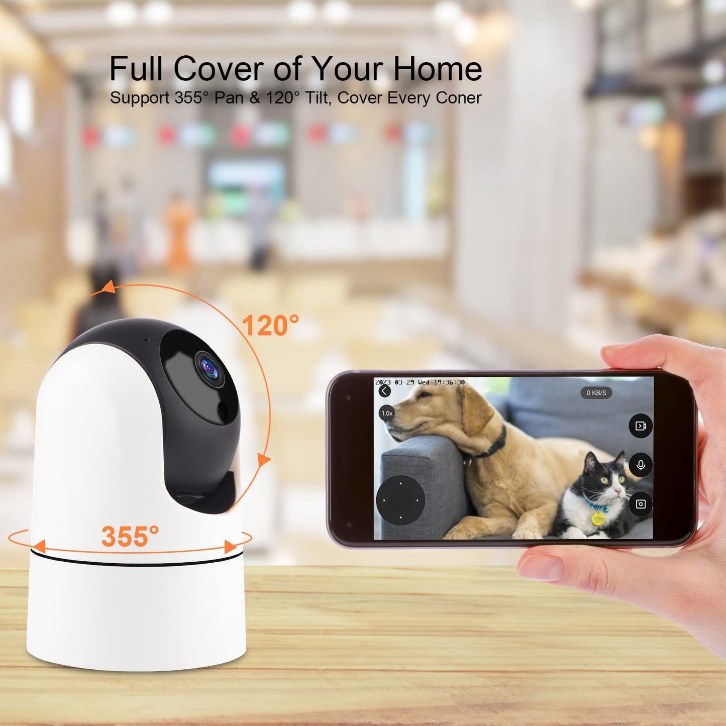 Krumano 2K Indoor Home Security Camera, 2.4G Wifi Cameras for Home Security, Pan & Tilt Baby Monitor Pet Dog Camera with Phone APP, 2 Way Talk Night Vision, SD Card and Cloud Storage, Motion Detection