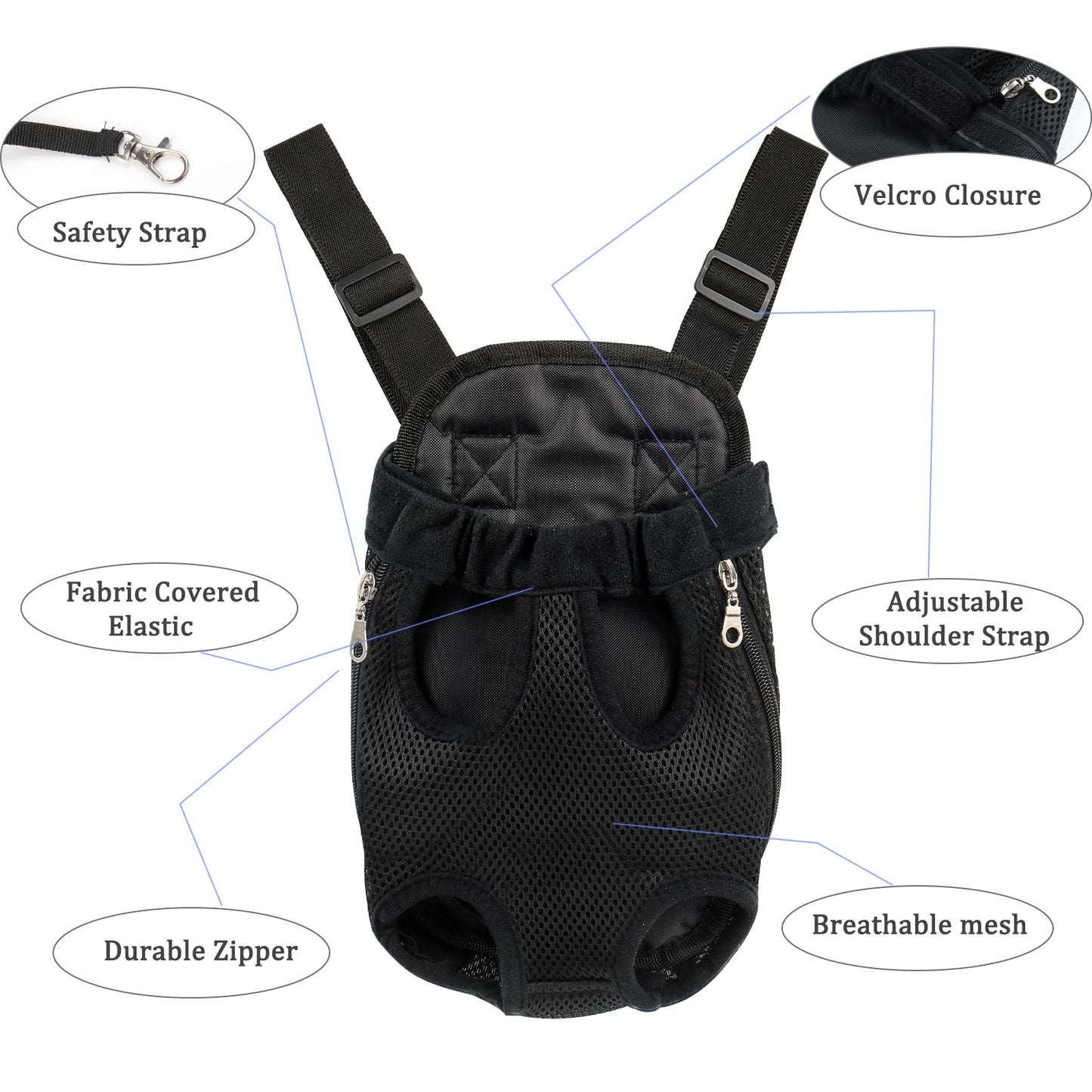 Adjustable Pet Carrier Backpack - Dog, Puppy & Cat Carrier for Travel, Hiking & Car - Front Carrier & Backpack in One