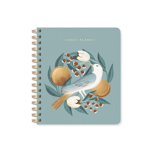 Fringe Studio Paper Cover Non-Dated Weekly Planner, "BLUE BIRD" 7" w x 8.375" h, 160 pages, Juliana Tipton Collection (878PA001FSC)