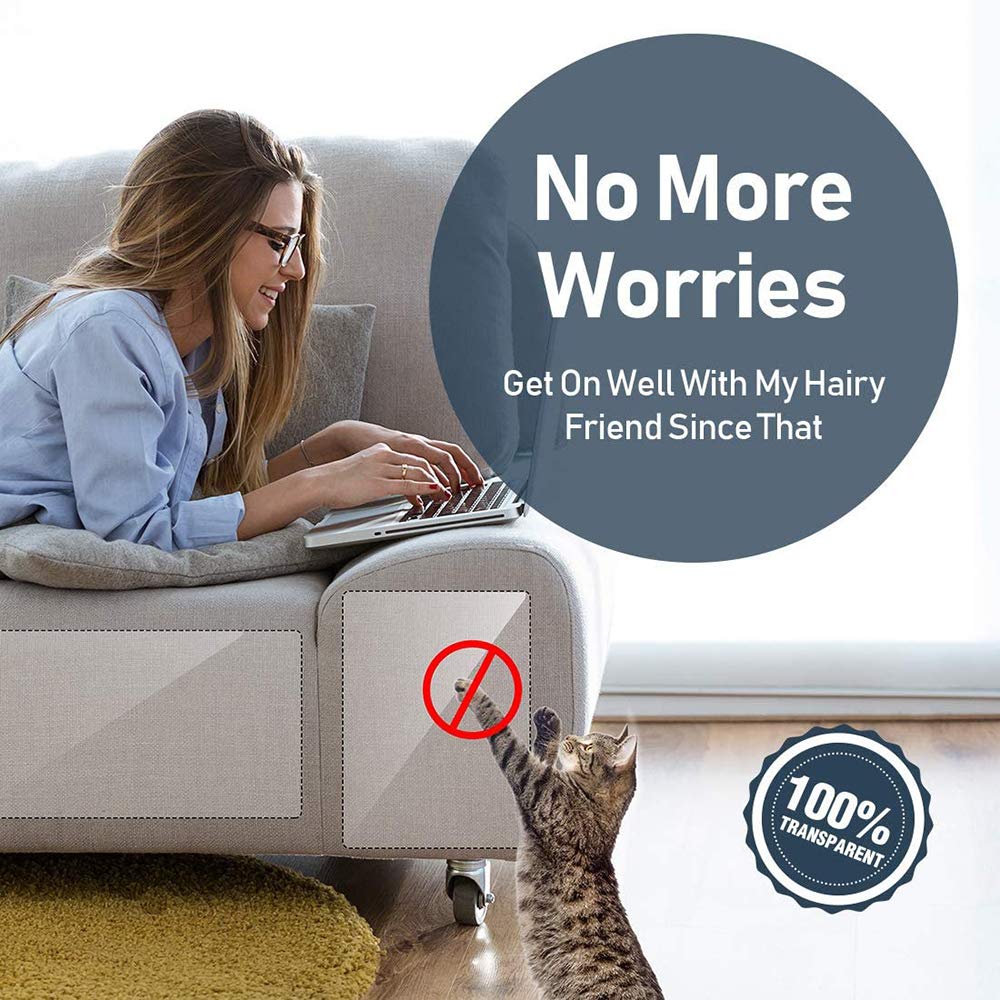 Cat Scratcher for Indoor Cats - 12x17 Inches, 8 PCS Furniture Protector, Wide Double Side Anti-Scratch Deterrent Tape, Pet Scratch Pad for Pretector Couch, Door, Wall, Carpet