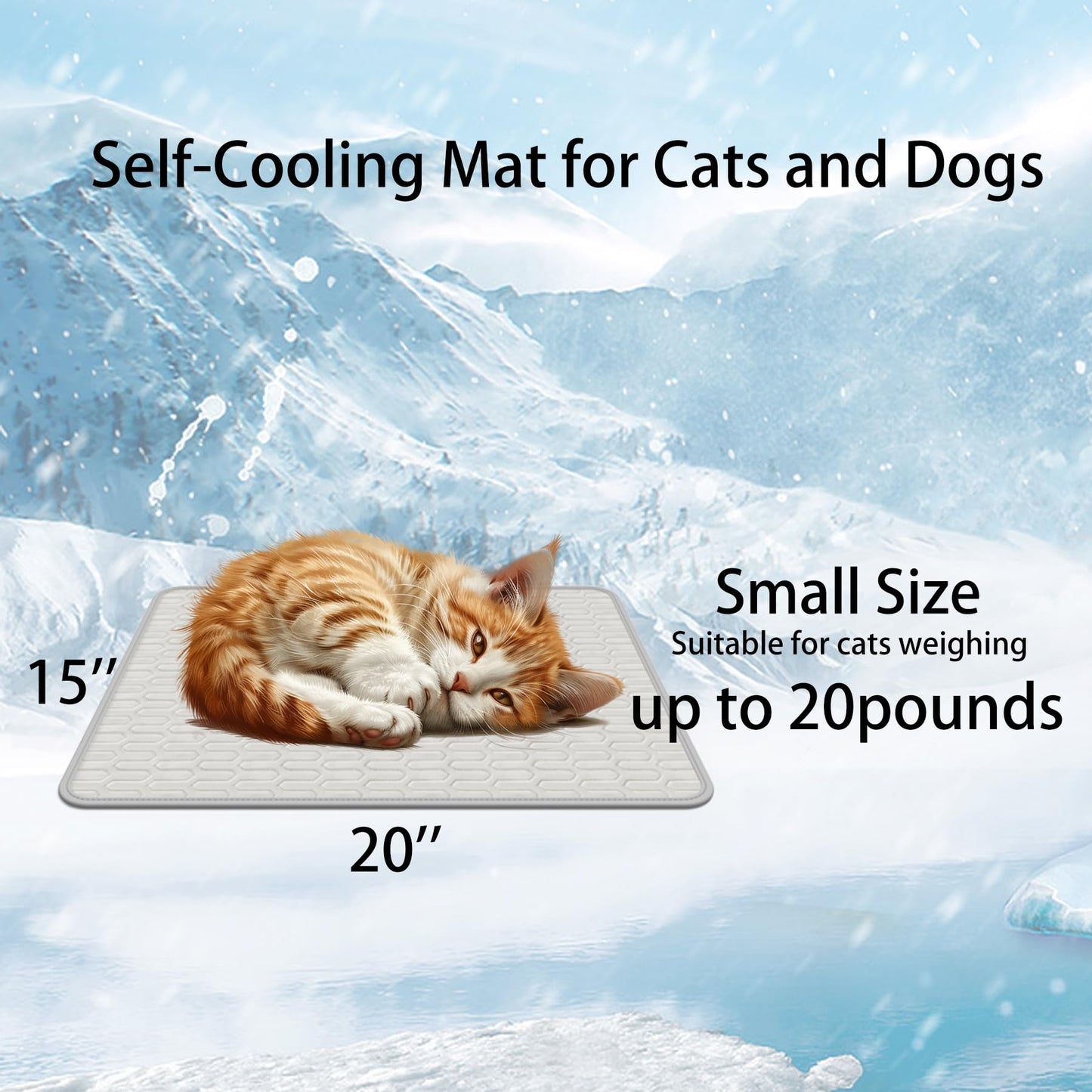 Rzxlszy Cat Cooling Mat 20" x 15" Small Pad for Dogs Sleeping Mats for Dog and Cat Durable Self Cool Pet Blanket Outdoor Indoor Non-Slip Cooling Dog Crate Mats (Gray)