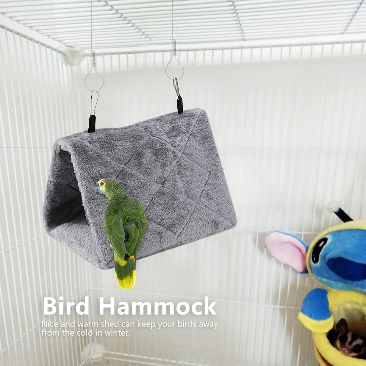 Haosie Warm Bird Nest House, Bird Bed for Cage Accessories, Parakeet Toys Hammock, Plush Parrot Hanging Hut Tent for Conure Cockatiel Lovebird Cockatoo