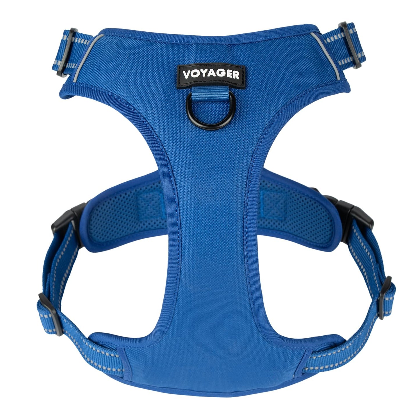 Voyager No Pull Dog Harness for Large Dogs, Dual Leash Attachments, Adjustable Soft but Strong Pet Harness with 3M Reflective Technology, Royal Blue Lattice Nylon, M (Chest: 20-25")