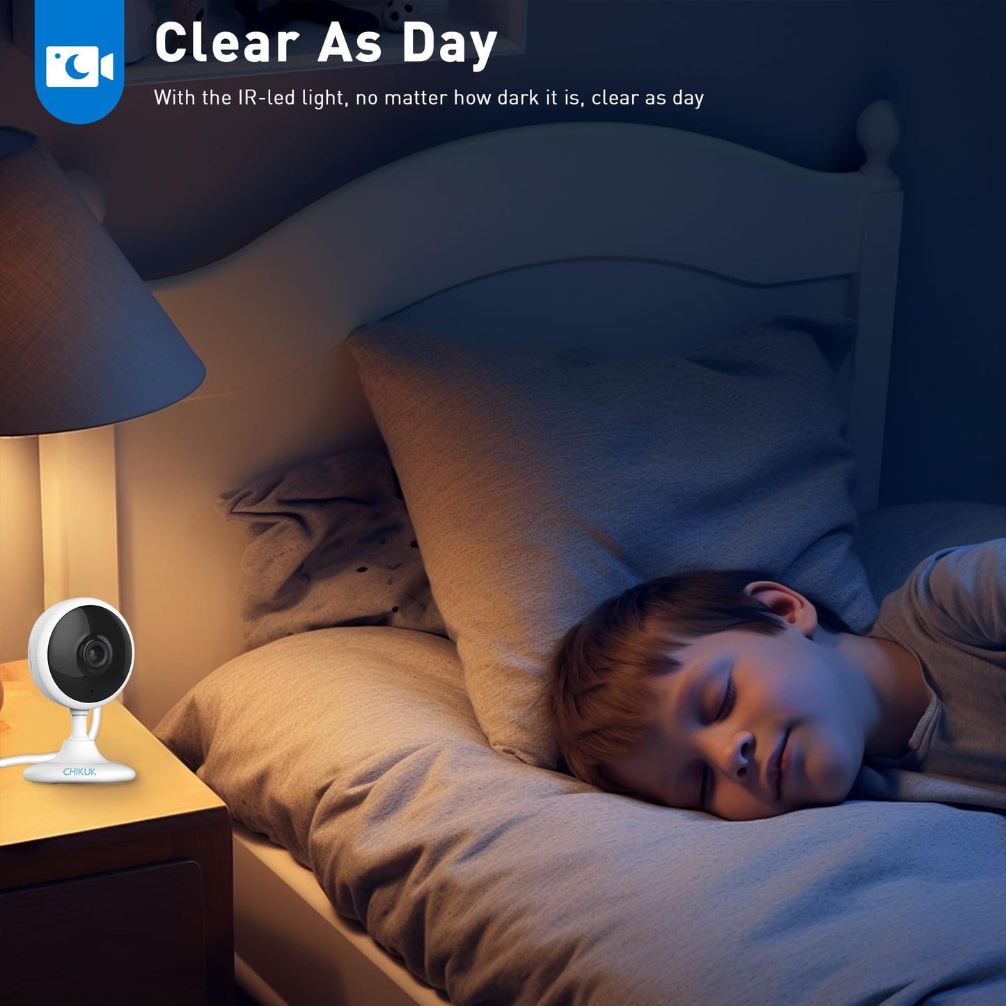 CHIKUK WiFi Security Camera 2K, Indoor Home Cameras for Dog/Pet/Elder/Baby Monitor, Upgraded Smart Siren with Phone App, Advanced Night Vision, SD/Cloud Storage, Alexa Compatible