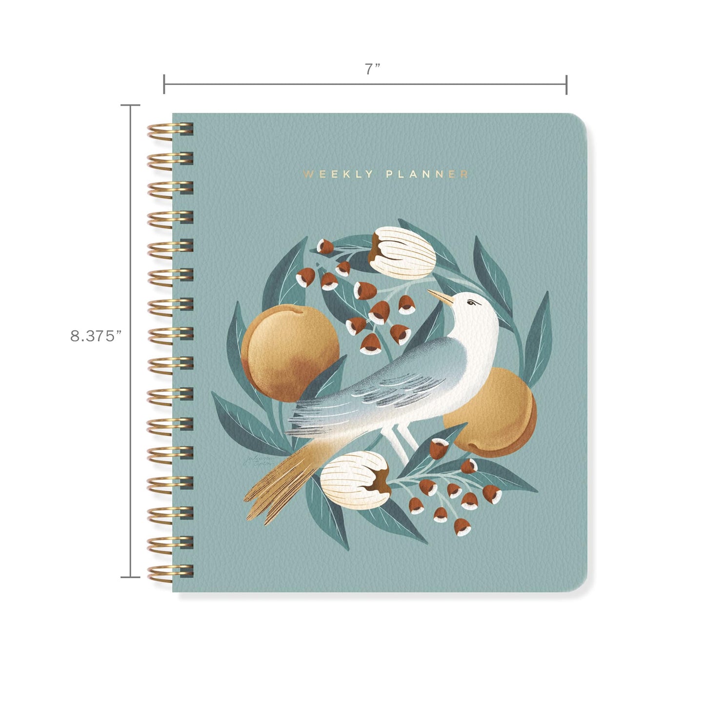 Fringe Studio Paper Cover Non-Dated Weekly Planner, "BLUE BIRD" 7" w x 8.375" h, 160 pages, Juliana Tipton Collection (878PA001FSC)
