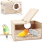 TiereCare Parakeet Nesting Box - Visual Wooden Bird Nest Breeding Box - Bird Cage House with Perch for Lovebirds Cockatiel Budgie Finch Parrot