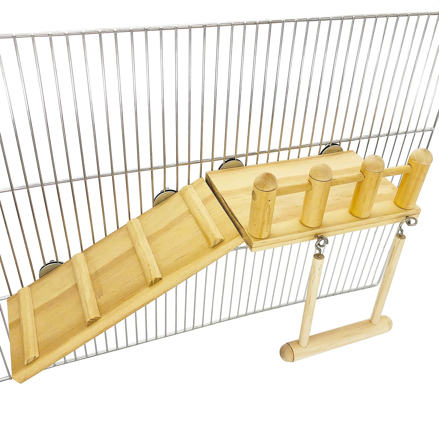 Parrot Climbing Ladder, Bird Wooden Playground with Climbing Ladder Stand, Parrot Play Stand, Bird Swing for Green Cheeks, Small Lovebirds, Goldens, Hamsters, Bird Cage Chew Toy Set