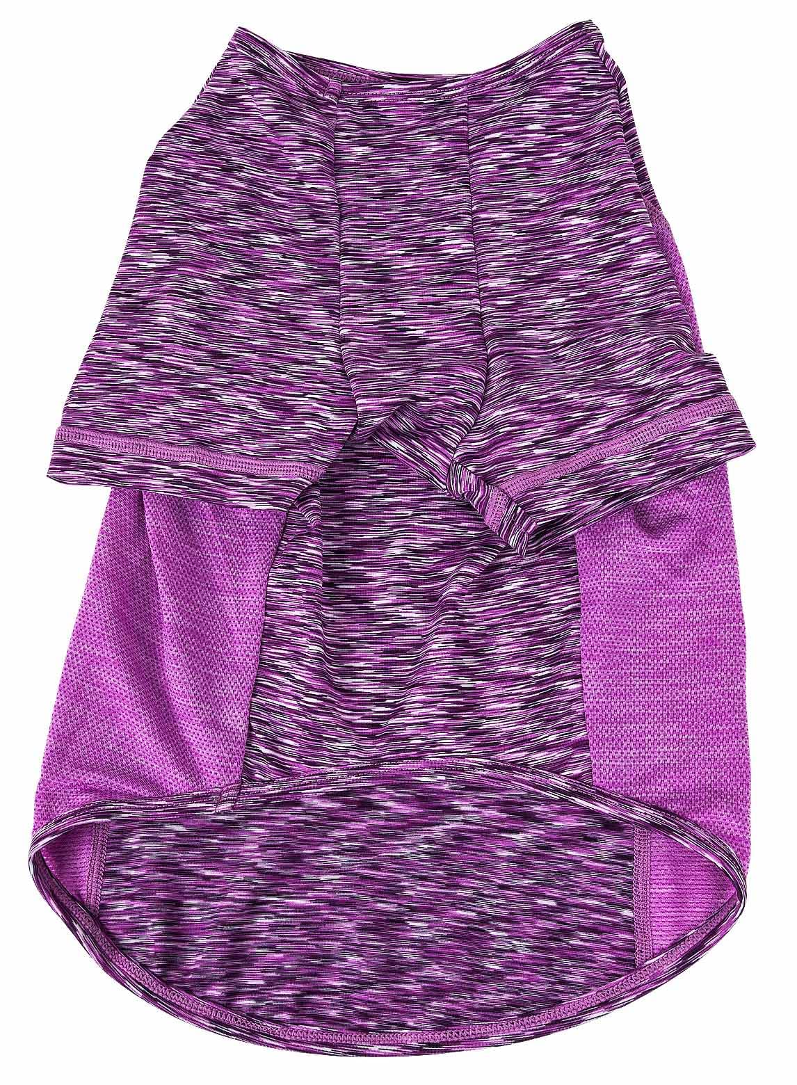 Pet Life ® Active 'Warf Speed' Heathred Dog Fitness and Yoga Pet T-Shirt Dog Clothes - Performance Dog T-Shirt with 4-Way-Stretch, Reflective and Quick-Dry Technology - Summer Dog Shirts