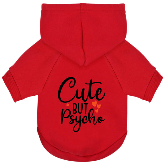 Cute but Psycho Dog Hoodie - Warm and Soft Dog Sweatshirt with Leash Hole, Fun Slogan Print, Cozy Winter Coat for Small Medium Dogs and Cats, Perfect for Cold Weather and Daily Walks.Red XXL