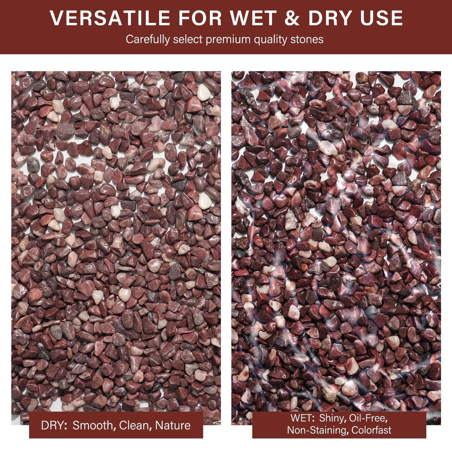 NUPICK 3 lbs Pebbles for Indoor Plants, 1/5 Inch Pea Gravel for Fish Tank, Polished Decorative Rocks for Succulent, Natural River Stones for Vases, Cactus, Landscaping, Bird Bath, Aquarium, Red