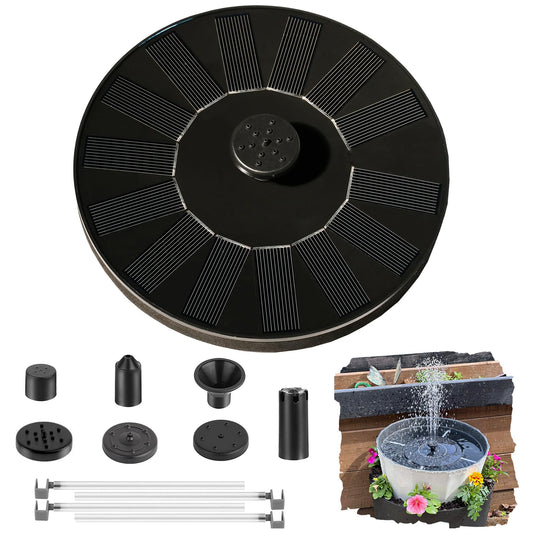 Cookayler Solar Bird Bath Fountain Pump with 6 Nozzle and Anti-Collision Pole,1.4w Solar Powered Free Standing Floating Water Pump for Fish Tank, Pond, Pool, Garden and Outdoor
