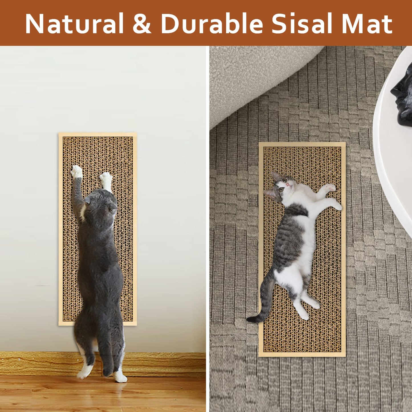HappyFreeSX Splicing Cat Scratch Pad: Cat Scratchers for Indoor Cats and Kitten, 2 Pack Cat Scratching Pad, Cat Scratcher Cardboard, Scratching Pad, Premium Scratch from Cats, Double-Sided Design
