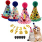 Arogheiz 3/4/5Pcs Small Cats Dogs Birthday Hats Set，Kitten Puppies Party Decoration Hats Grooming Accessories (4 Pcs Dot Print)