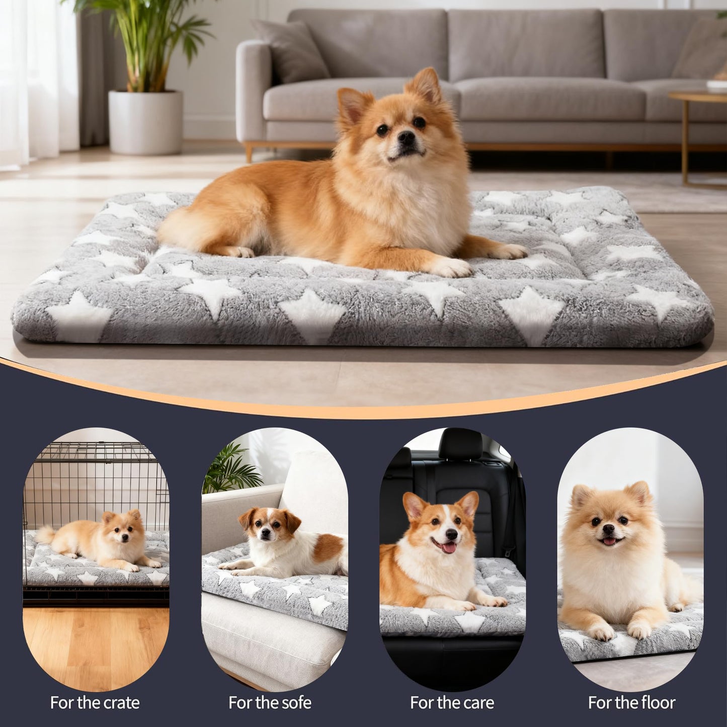 Dog Bed Mat – Soft & Comfortable Dog Kennel Pad for Crate – Durable Crate Bed & Mat for Dogs & Cats – Ideal for Crate, Kennel, and Home Use